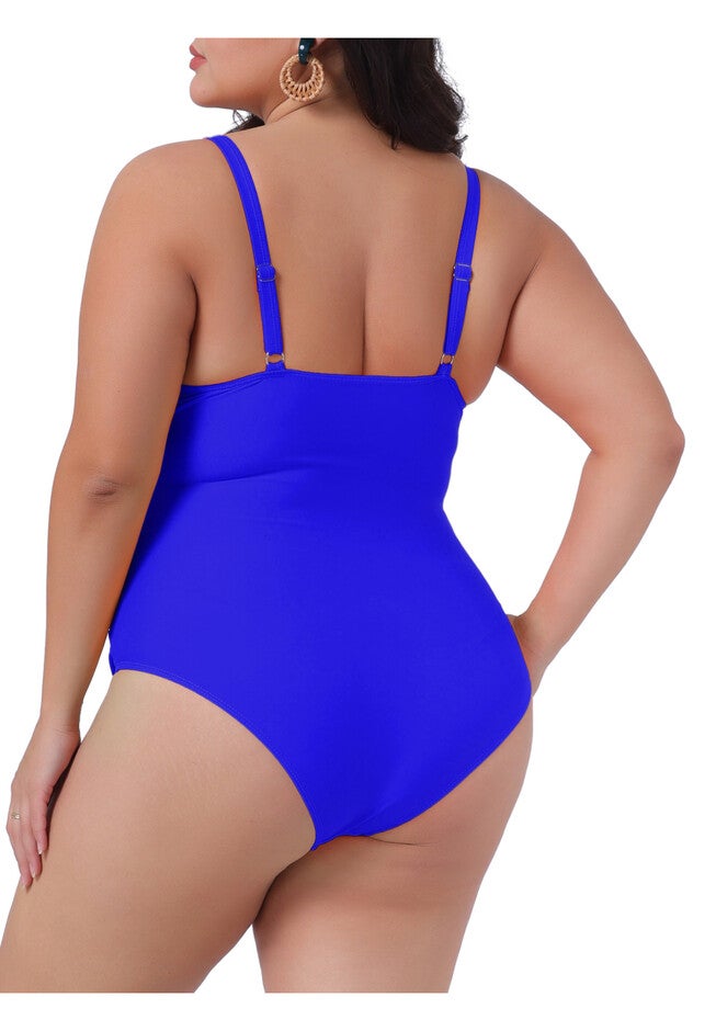 Summer Bikini Bathing Suit Ruched Padded Slim Fit Swimsuit, Blue / Royal Blue, alternate image number 3
