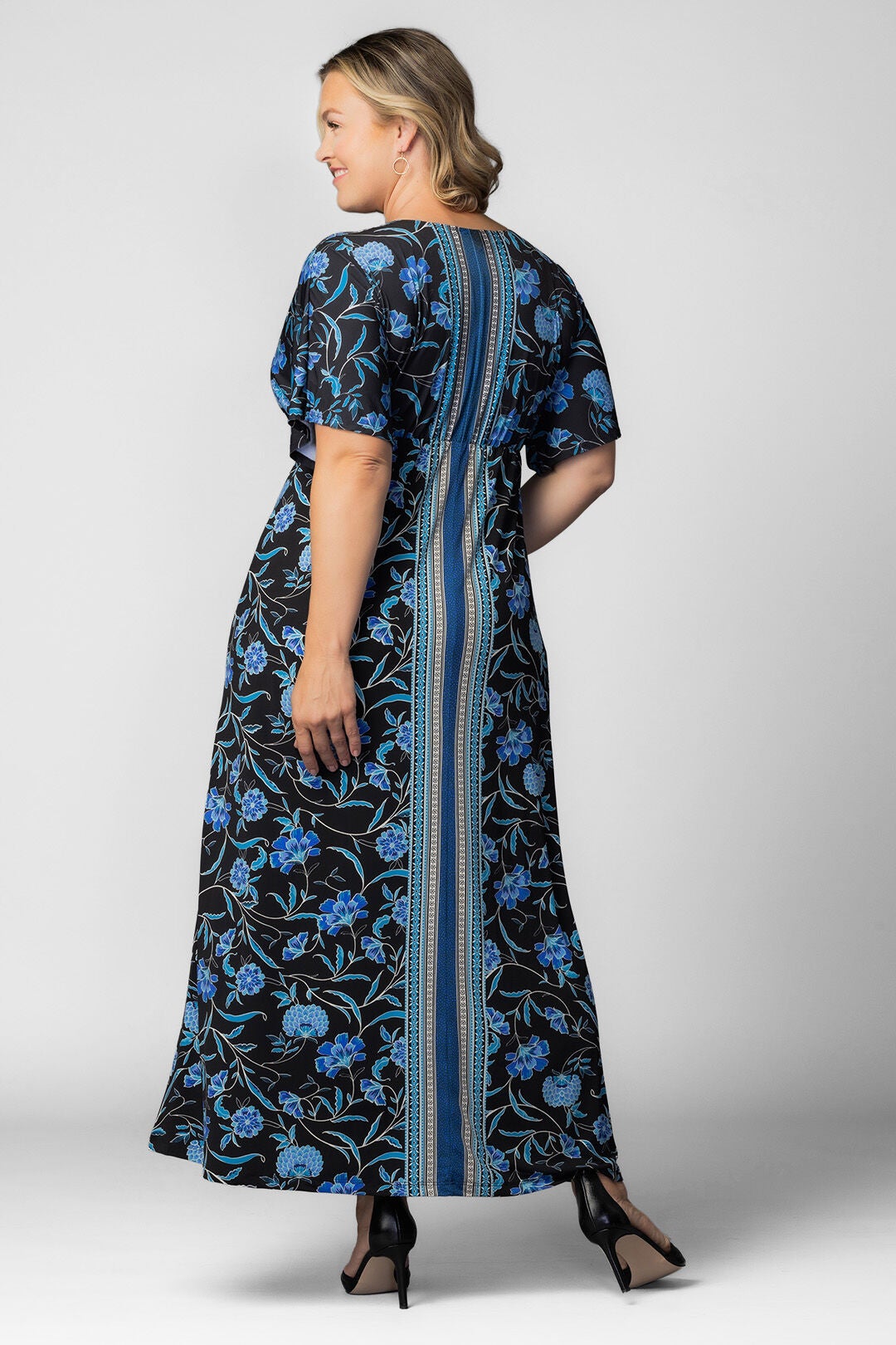 Wanderlust Border Print Maxi Dress, Blue Border Print / Black, alternate image number 1