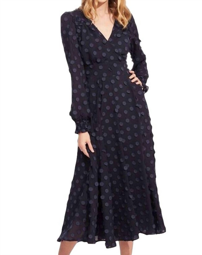 DANIELLE DRESS IN SAPPHIRE DOTS, Sapphire Dots / Black, hi-res image number 0