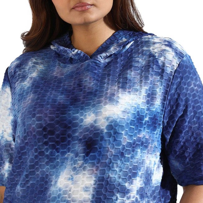 Women Blue Tye-Dye Hooded Co-Ords Set, , alternate image number null