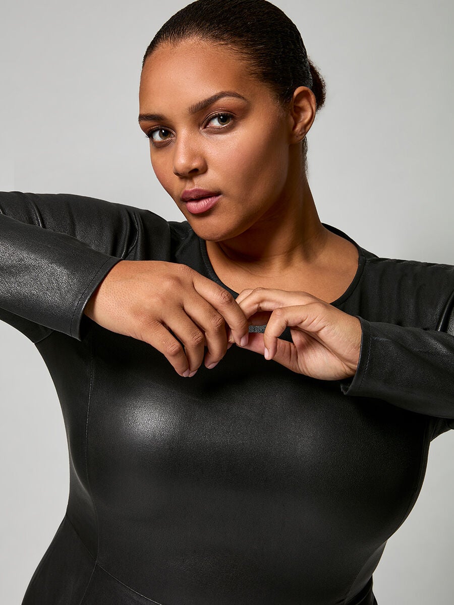 Mrs. Smith Stretch Leather Dress, Black / Black, alternate image number 3