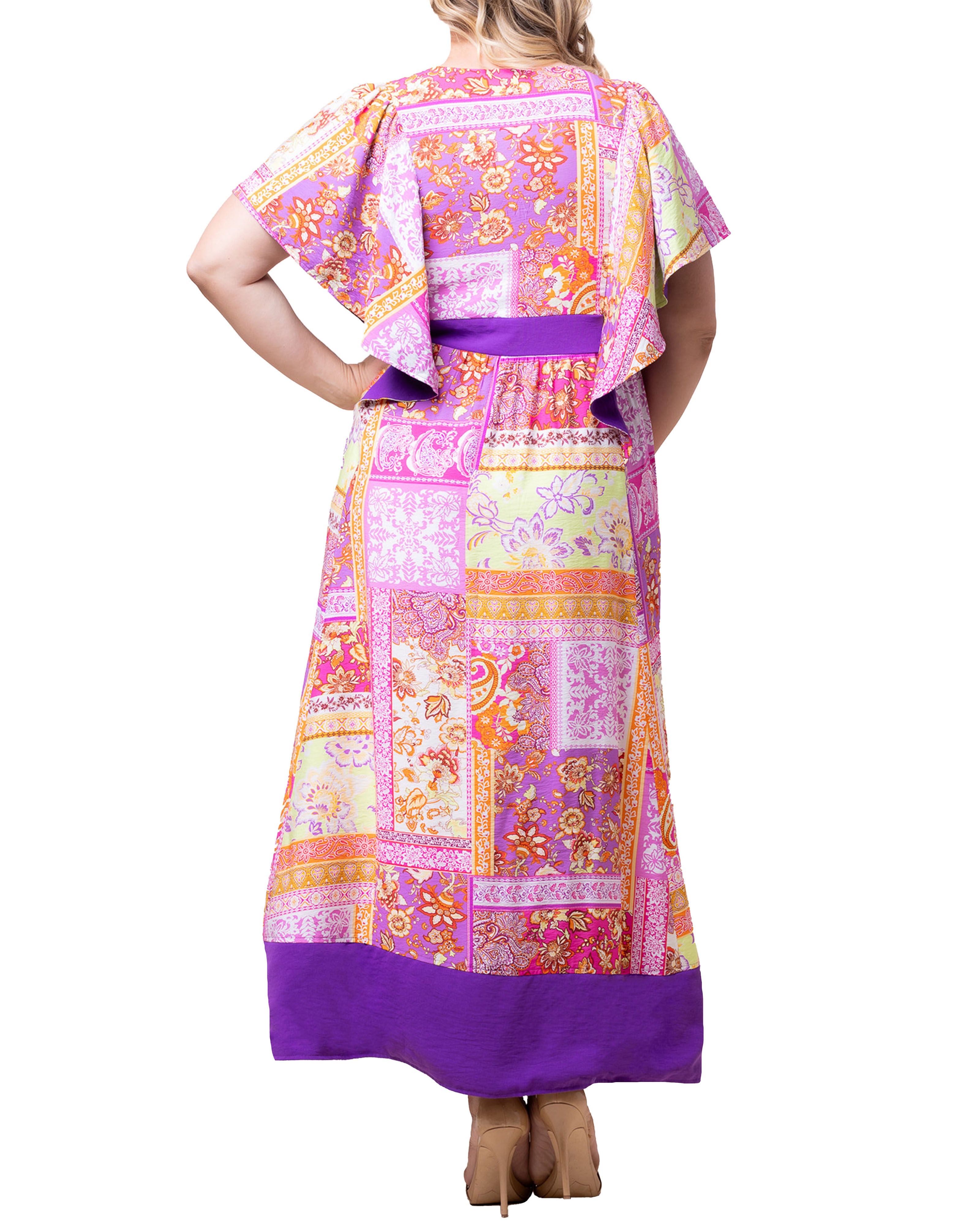Mediterranean Breeze Boho Maxi Dress, MIXED MOSAIC PRINT / Pink, alternate image number 3