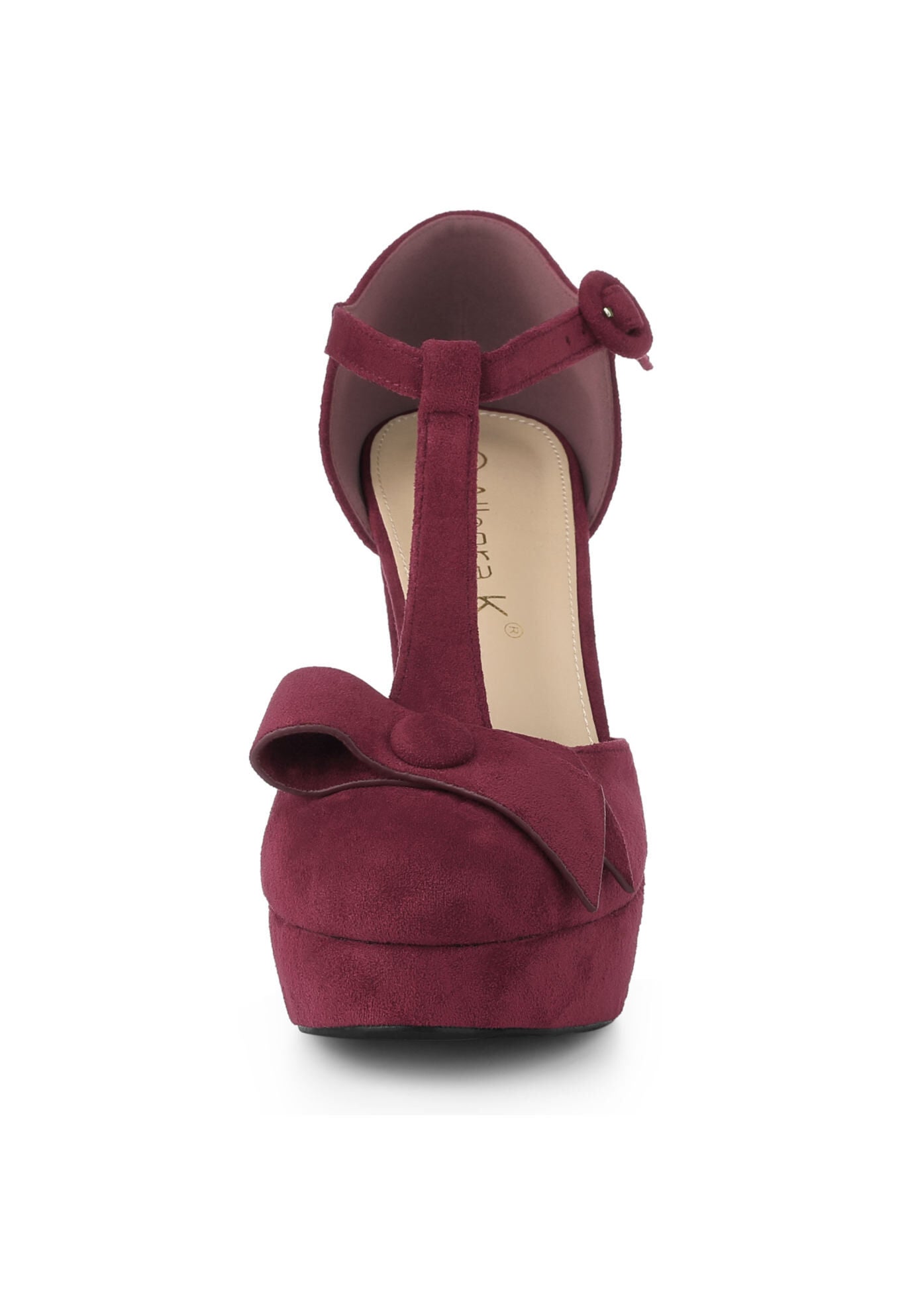 Mary Janes Platform Pumps Chunky Heels Dress Shoes, Burgundy / Burgundy, alternate image number 1