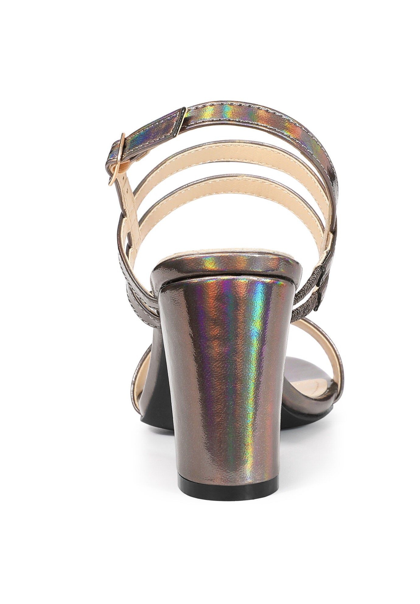 Slingback Block Heel Ankle Strap Sandal, Gunmetal / Charcoal Grey, alternate image number 2