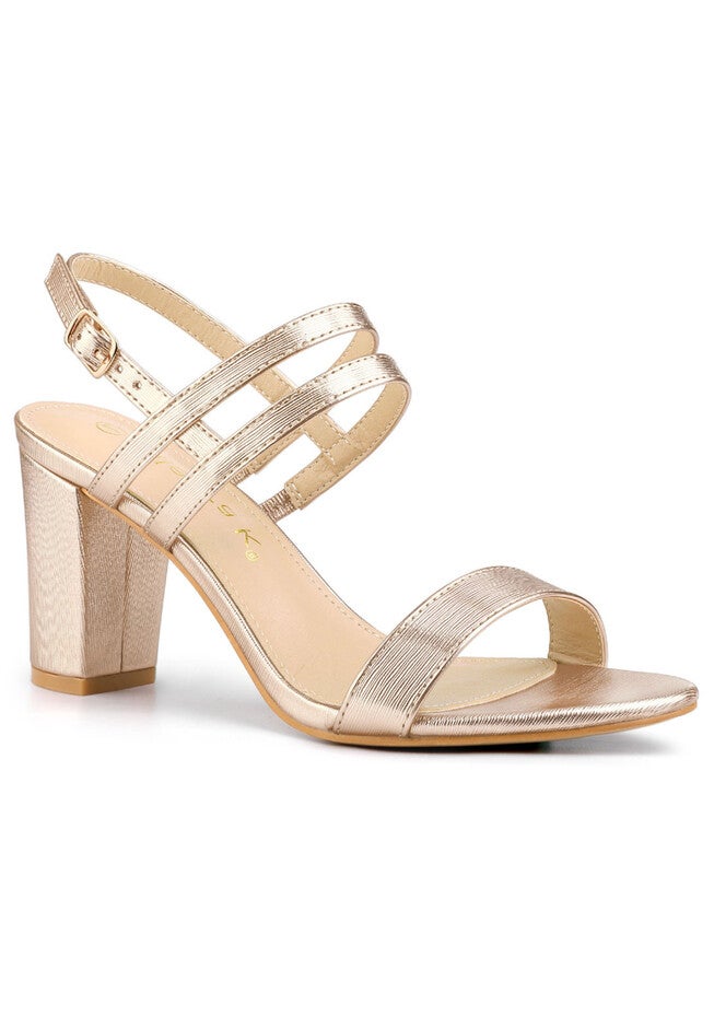 Slingback Block Heel Ankle Strap Sandal, Rose Gold / Pink, hi-res image number 0
