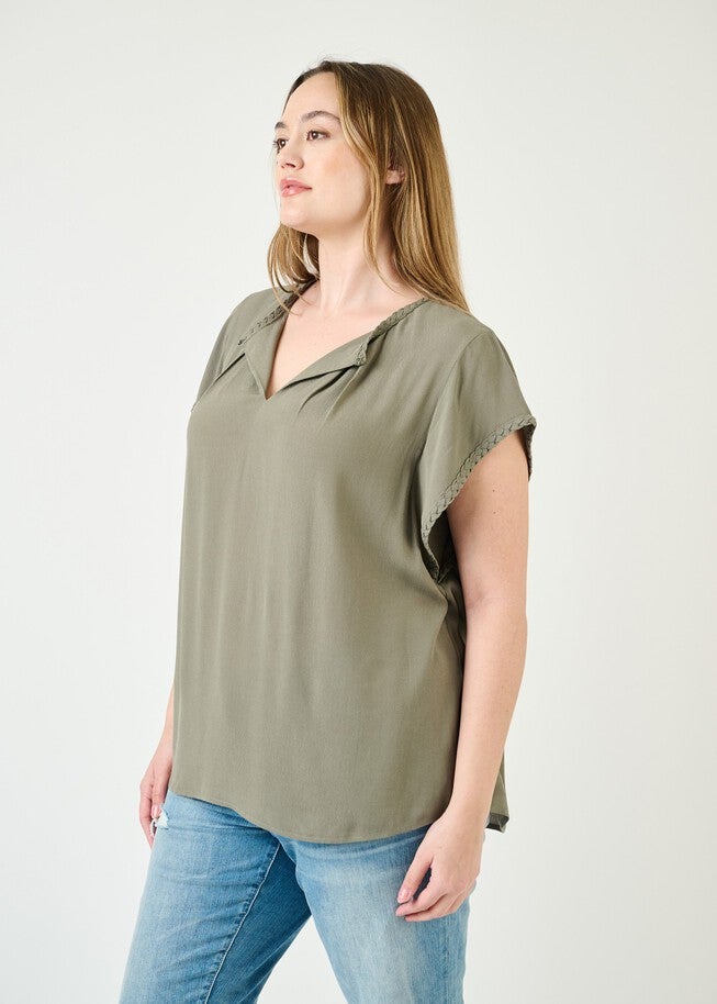 Genesis Braided Cap Sleeve Top, Basil / Light Green, alternate image number null