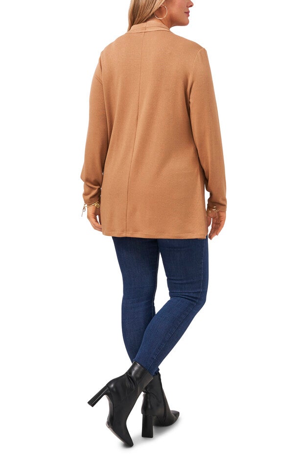 L/S CROSS FRT COZY KNIT TOP, WILD OAK / Tan, alternate image number null