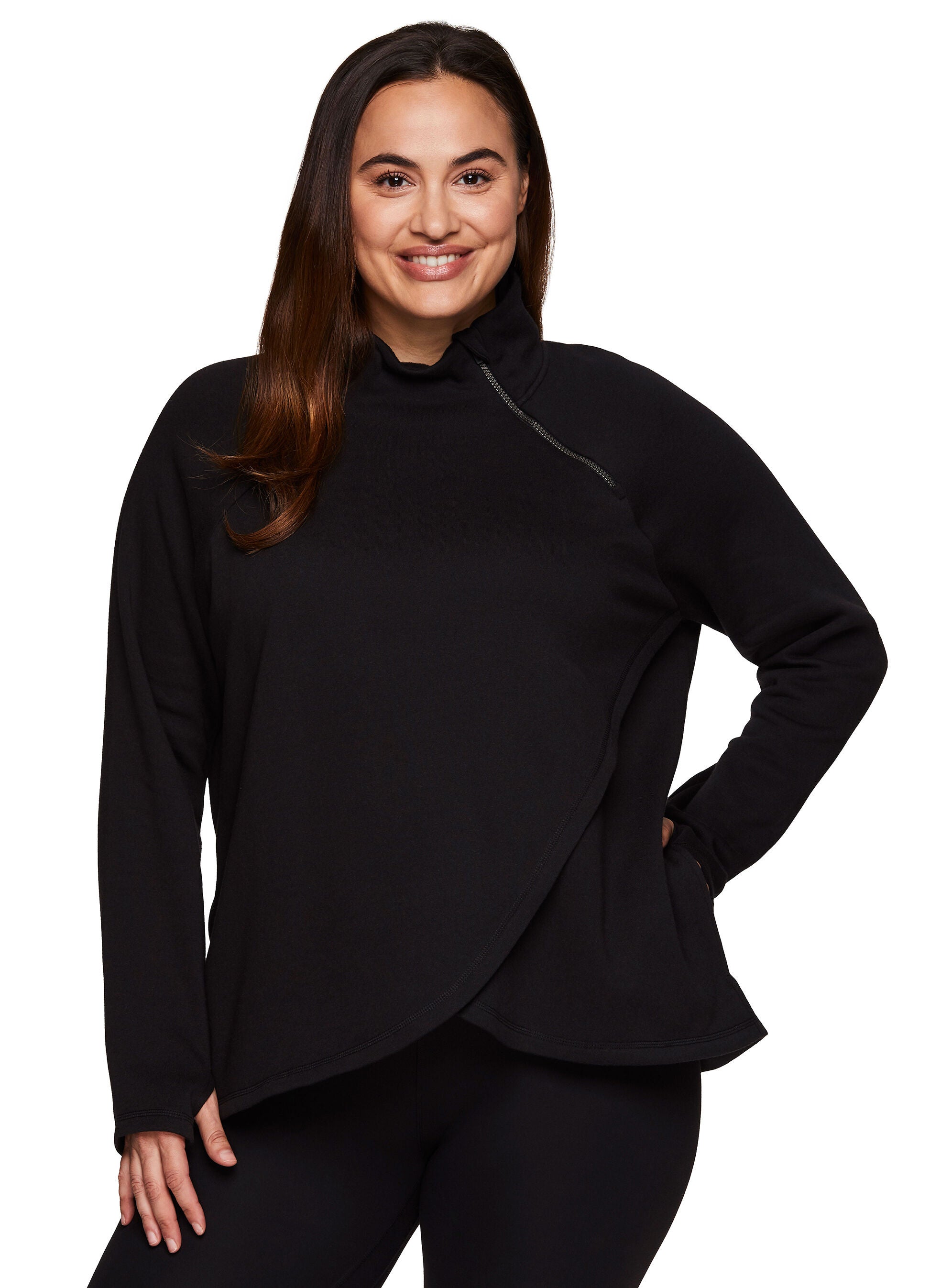 Prime Ready To Roll Fleece Zip Mock Neck Pullover, Black / Black, hi-res image number 0