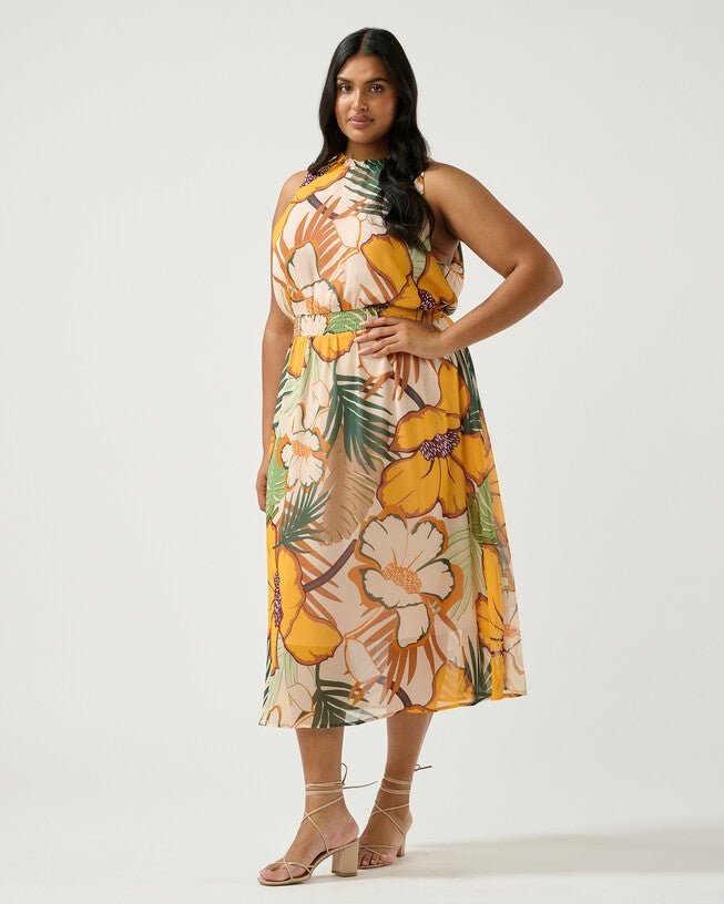 Paradisa Dress, PrimroseFern / Orange, alternate image number 2