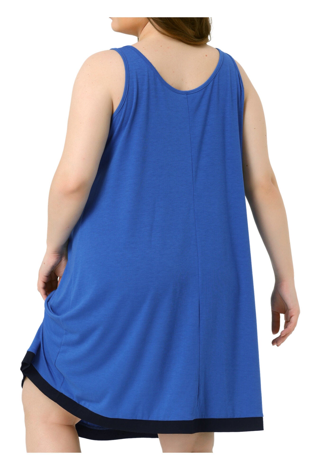 SLEEVELESS SLEEPWEAR WIDE STRAP SLEEPSHIRTS PLEATED SCOOPNECK NIGHTSHIRT, Royal Blue / Royal Blue, alternate image number 3