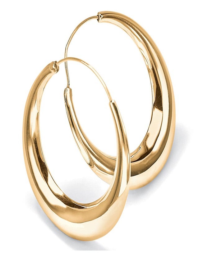 18k Yellow Gold-plated Sterling Silver Puffed Hoop Earrings 1 7/8 inches, Yellow / Yellow, alternate image number null