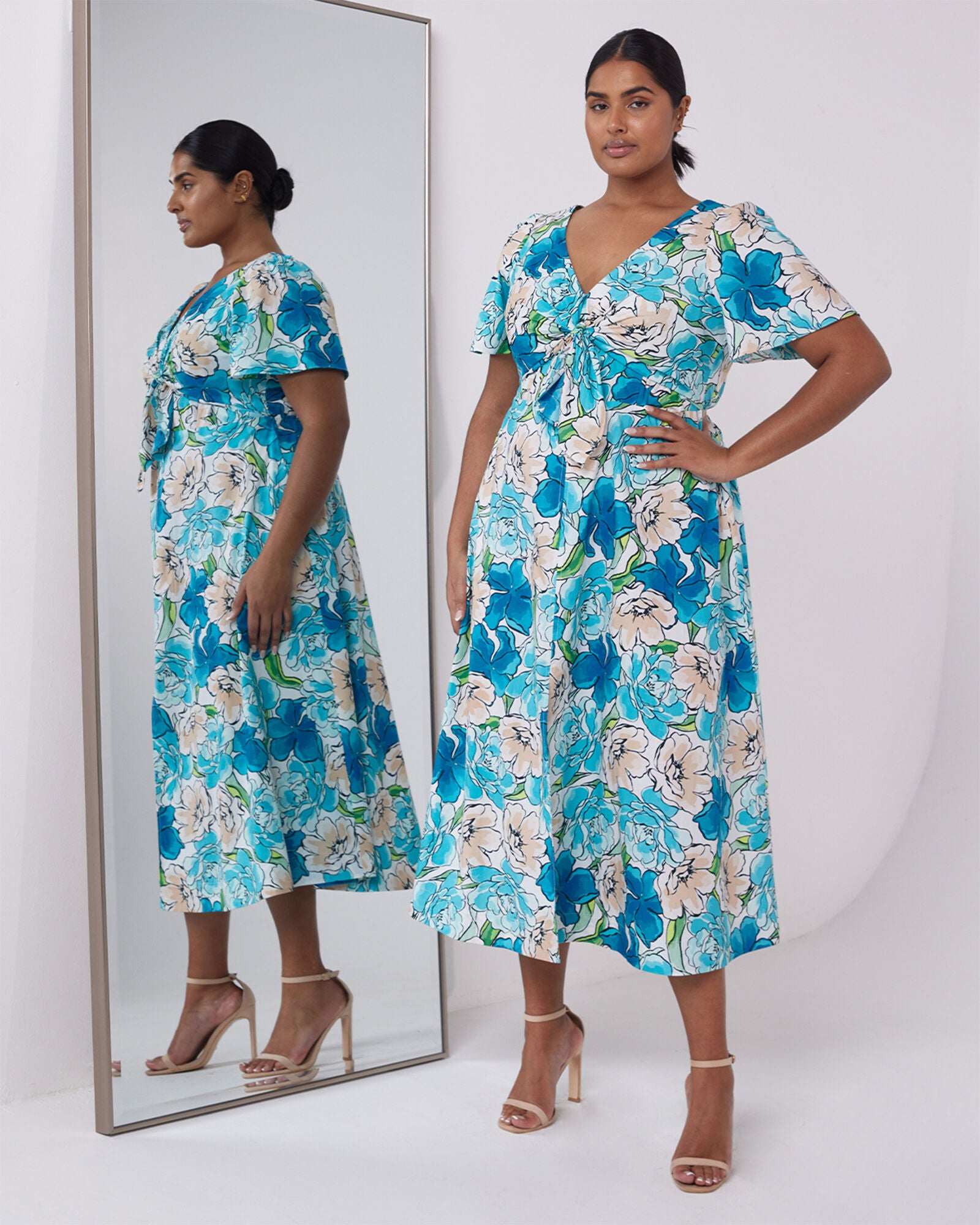 Nadja Midi Dress, Print / Light Blue, hi-res image number 0