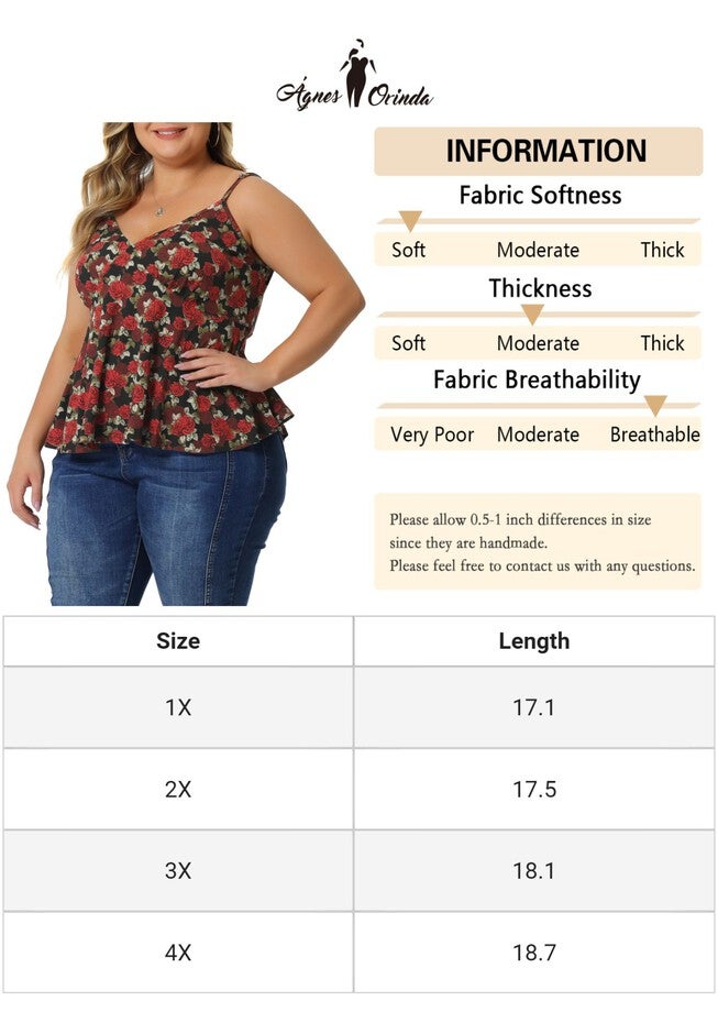 Casual Cami Spaghetti Strap V Neck Sleeveless Top, Red / Red, alternate image number 4