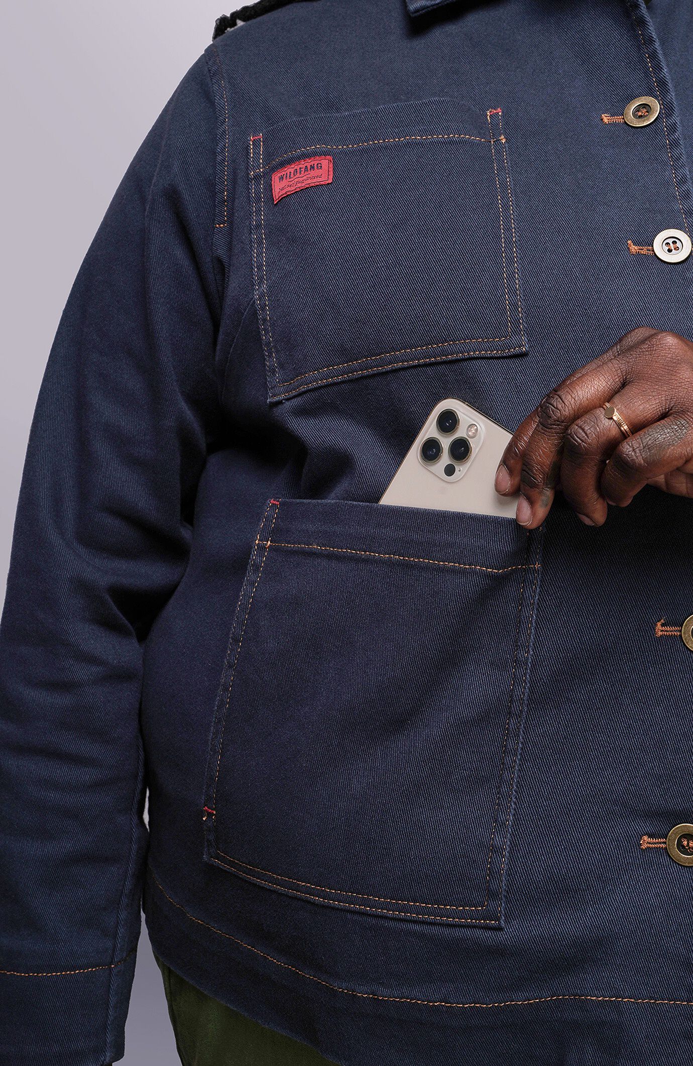 The Essential Denim Utility Jacket, NAVY / Medium Wash, alternate image number 3