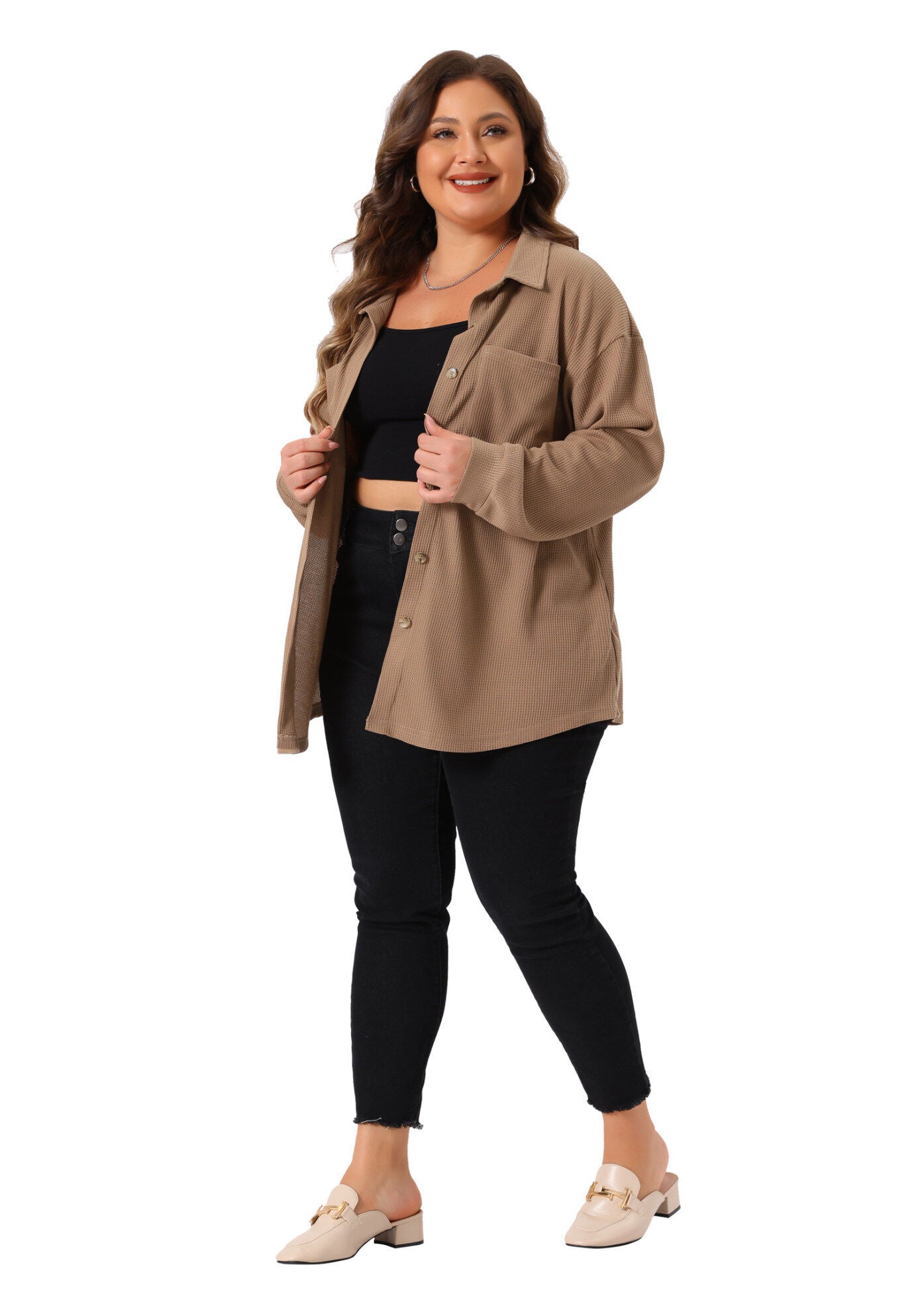 WAFFLE KNIT SHIRT JACKET, , hi-res image number 0