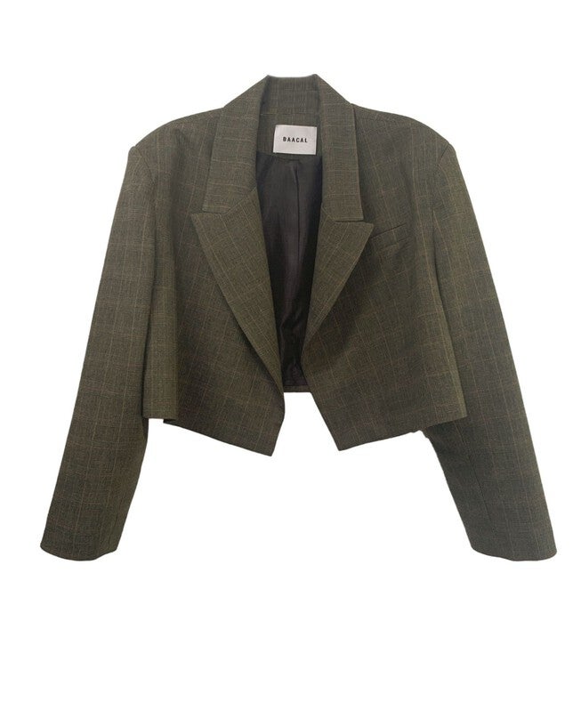 The Cropped Blazer in Prince of Wales, Prince of Wales / Warm Grey, hi-res image number null