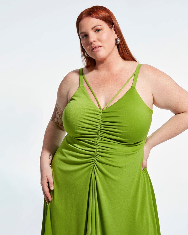 MADDY DRESS, Peridot Green / Olive Green, alternate image number 2