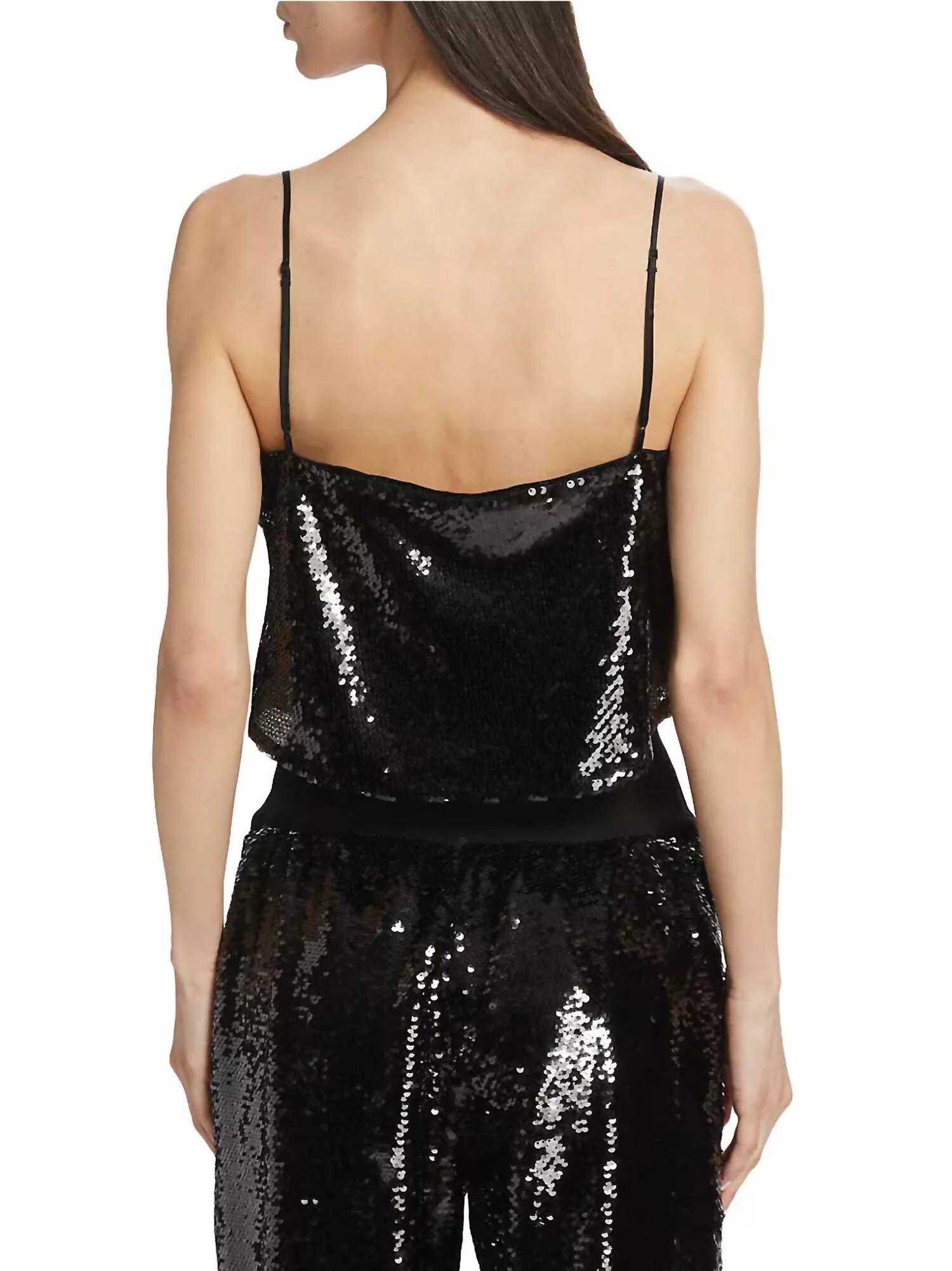 ANDRA SEQUIN CAMI TOP, Black / Black, alternate image number 2
