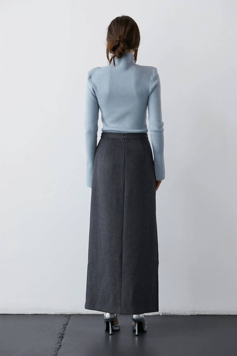 CECY WOOL BLEND MAXI SKIRT IN CHARCOAL, , alternate image number 8