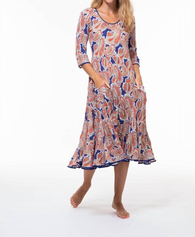 RUBY COTTON SUN DRESS IN CALYPSO PAISLEY, Calypso Paisley / Red, hi-res image number 0