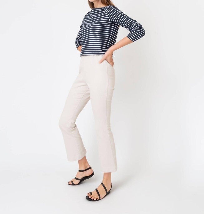 FAYE FLARE CROPPED PANT IN KHAKI STRETCH TWILL, Khaki Stretch Twill / Beige, alternate image number null