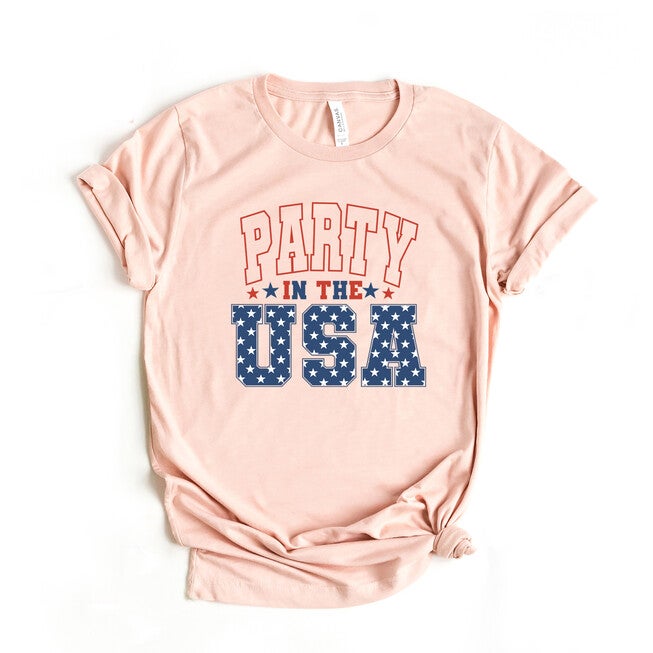 Retro Party In The USA Short Sleeve Graphic Tee, Blush / Pink, hi-res image number null