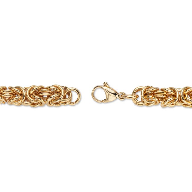 Byzantine-Link Bracelet Gold Ion-Plated Stainless Steel 8mm 7.5 inches Length, Yellow / Yellow, alternate image number null