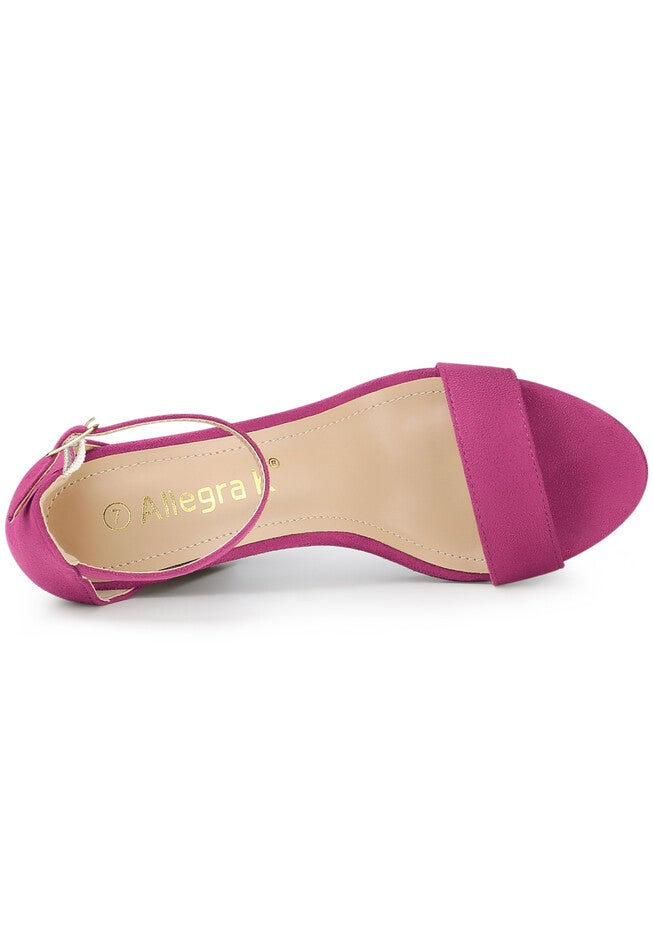 Platform Ankle Strap Chunky High Heel Sandals, Hot Pink / Deep Fuchsia, alternate image number 3