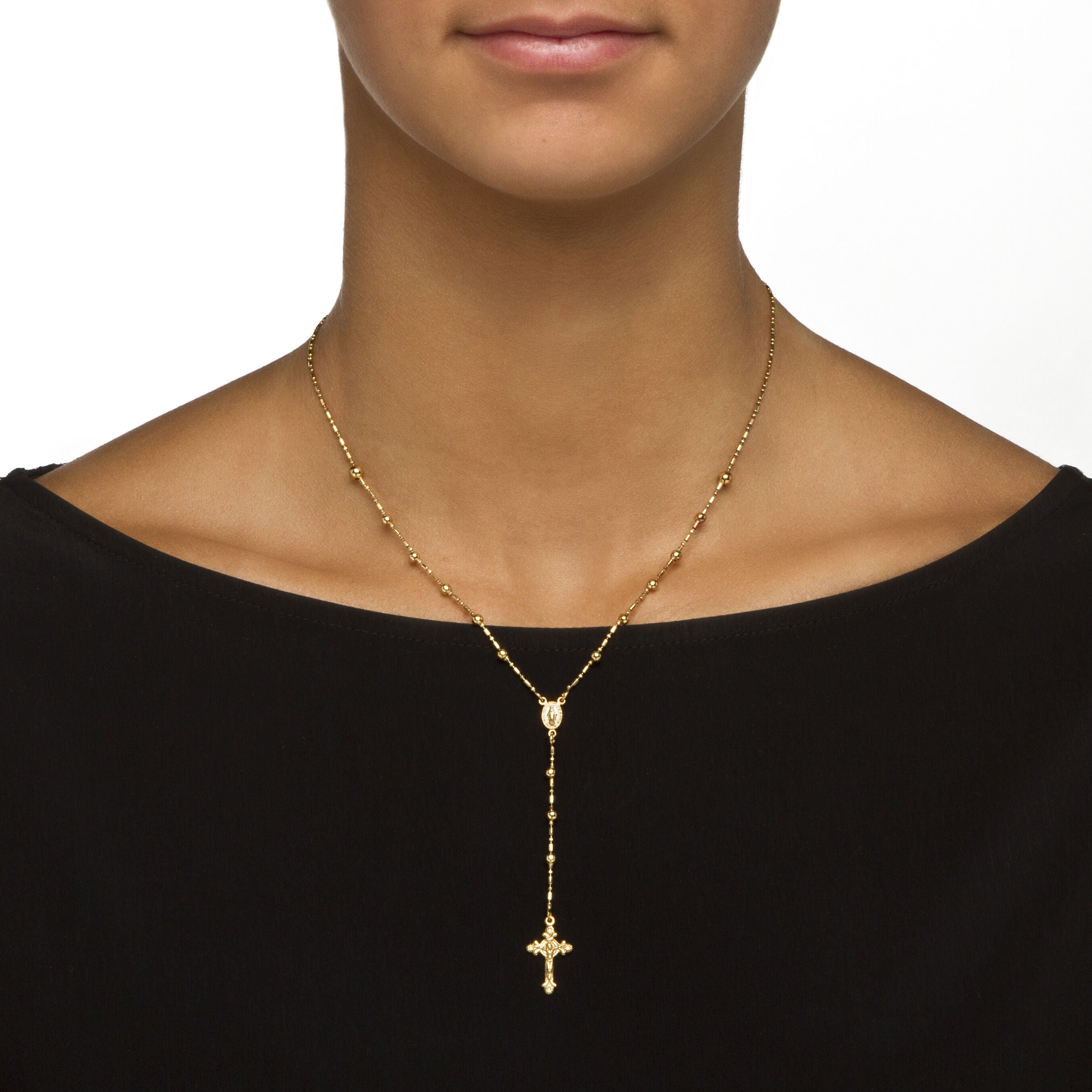 Rosary style necklace top