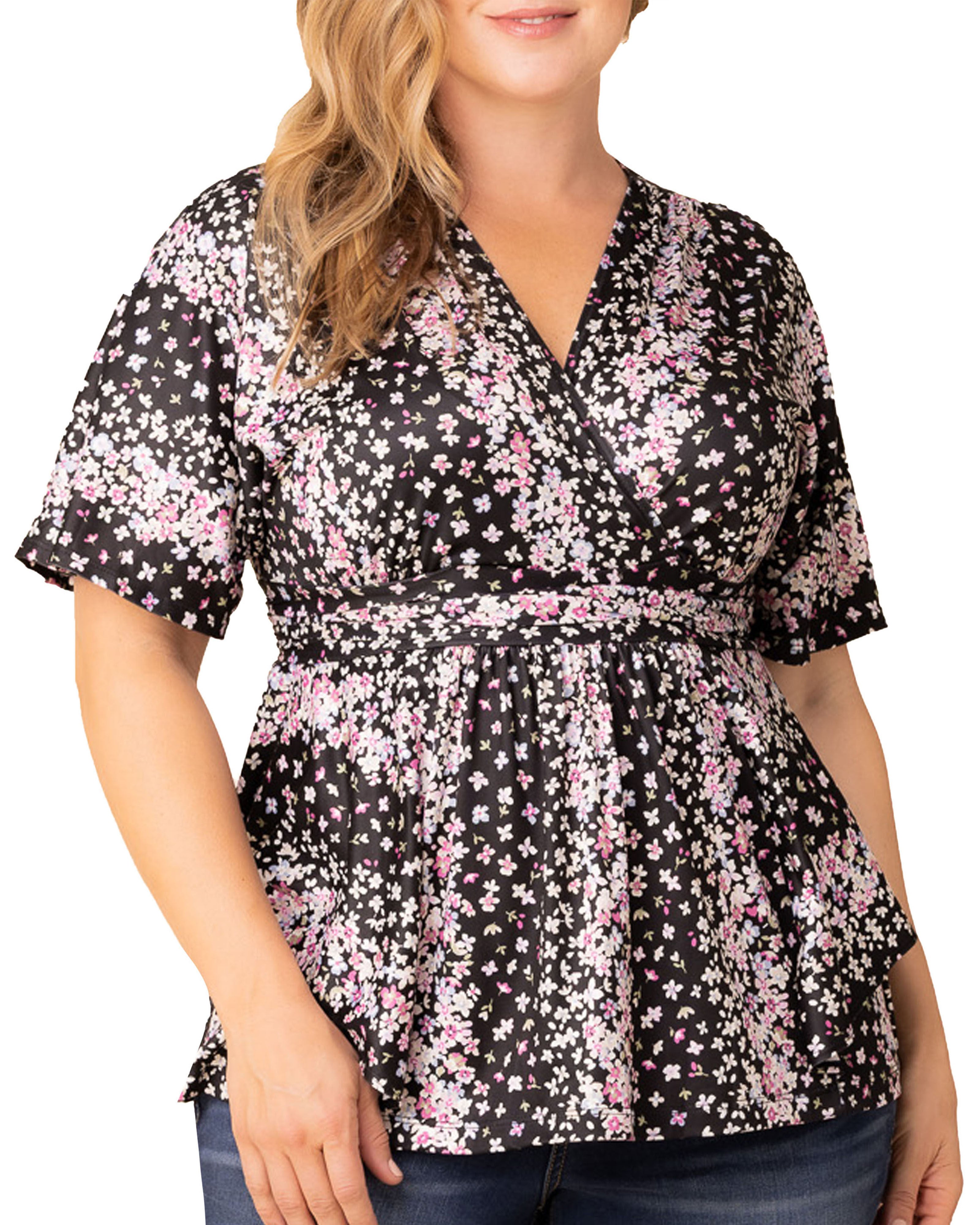 Encore Print Top, NIGHTSHADE FLORAL FALLS / Black, alternate image number 2