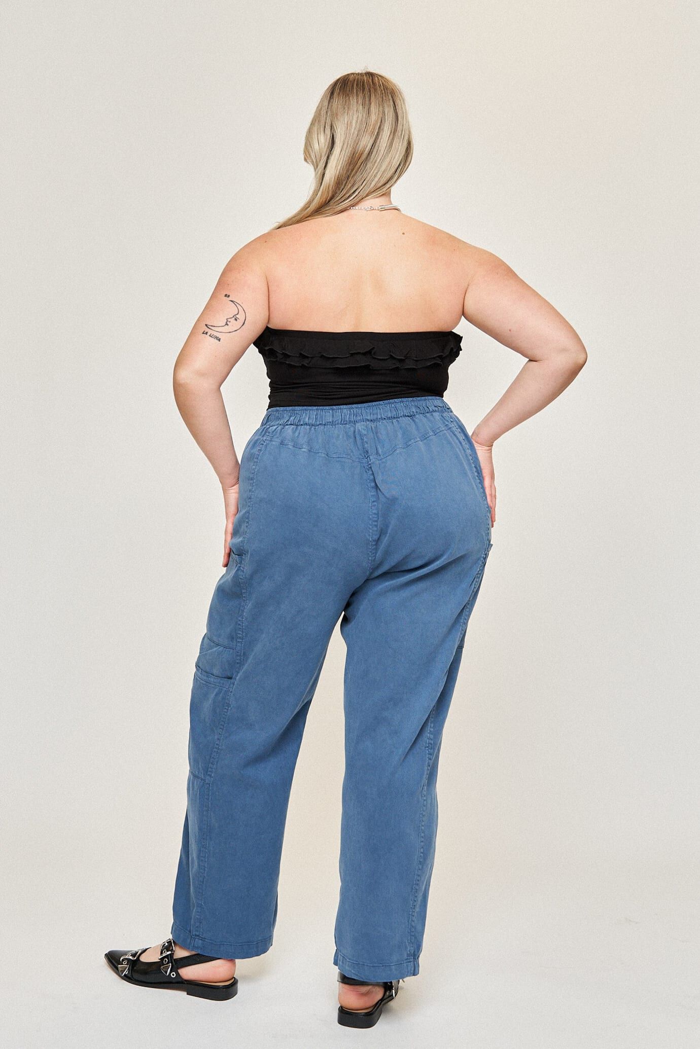 Tara Cotton Tencel Cargo Pant, Slate Blue / Dusty Blue, alternate image number 2