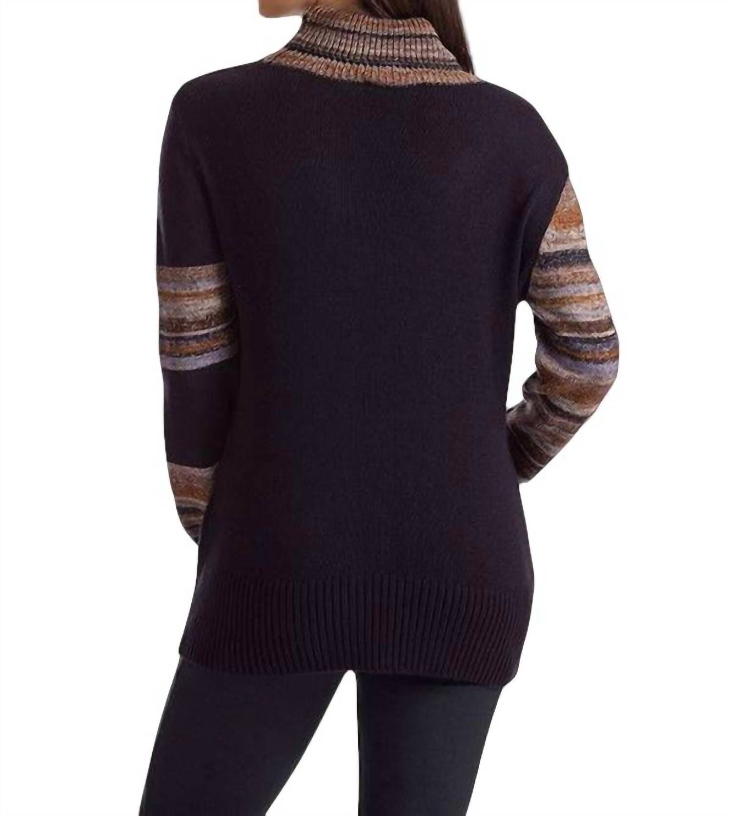 KATHERINE BRAIDED OPEN NECK SWEATER IN BLACK MULTI, Black Multi / Black, alternate image number 2