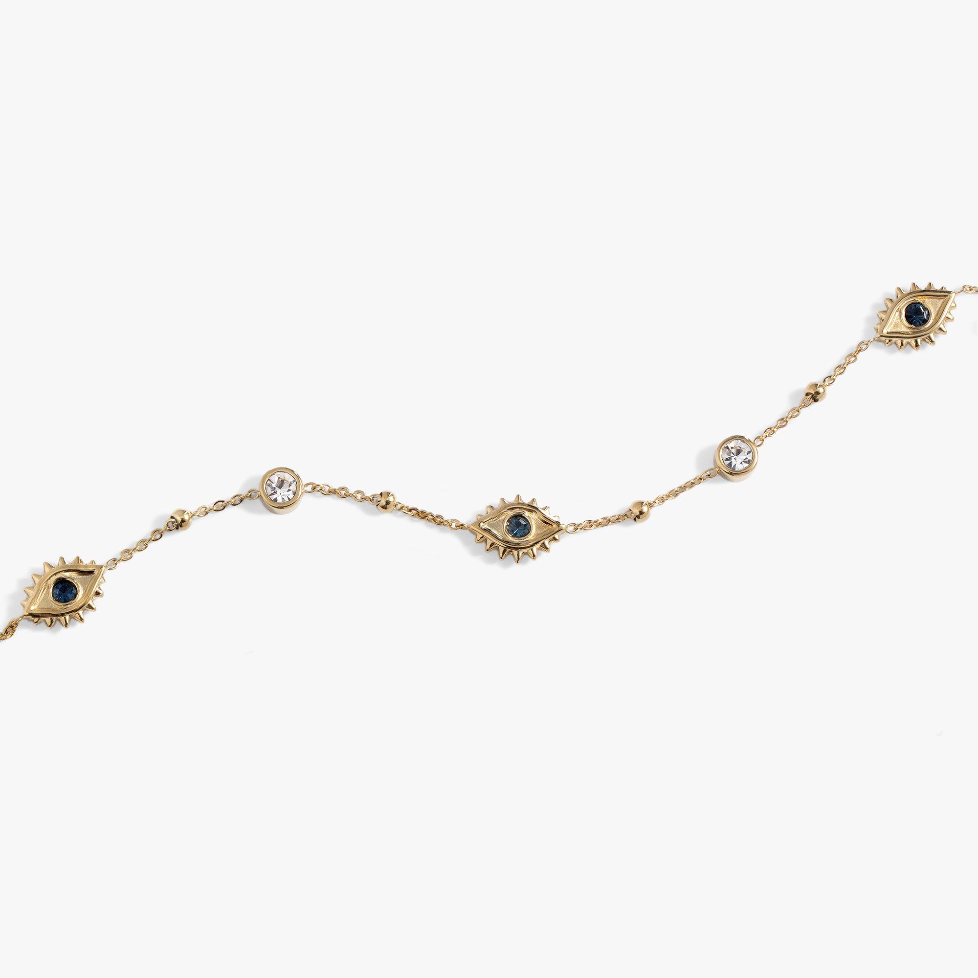 Evil Eye Crystal Anklet, Gold / Gold, alternate image number 2