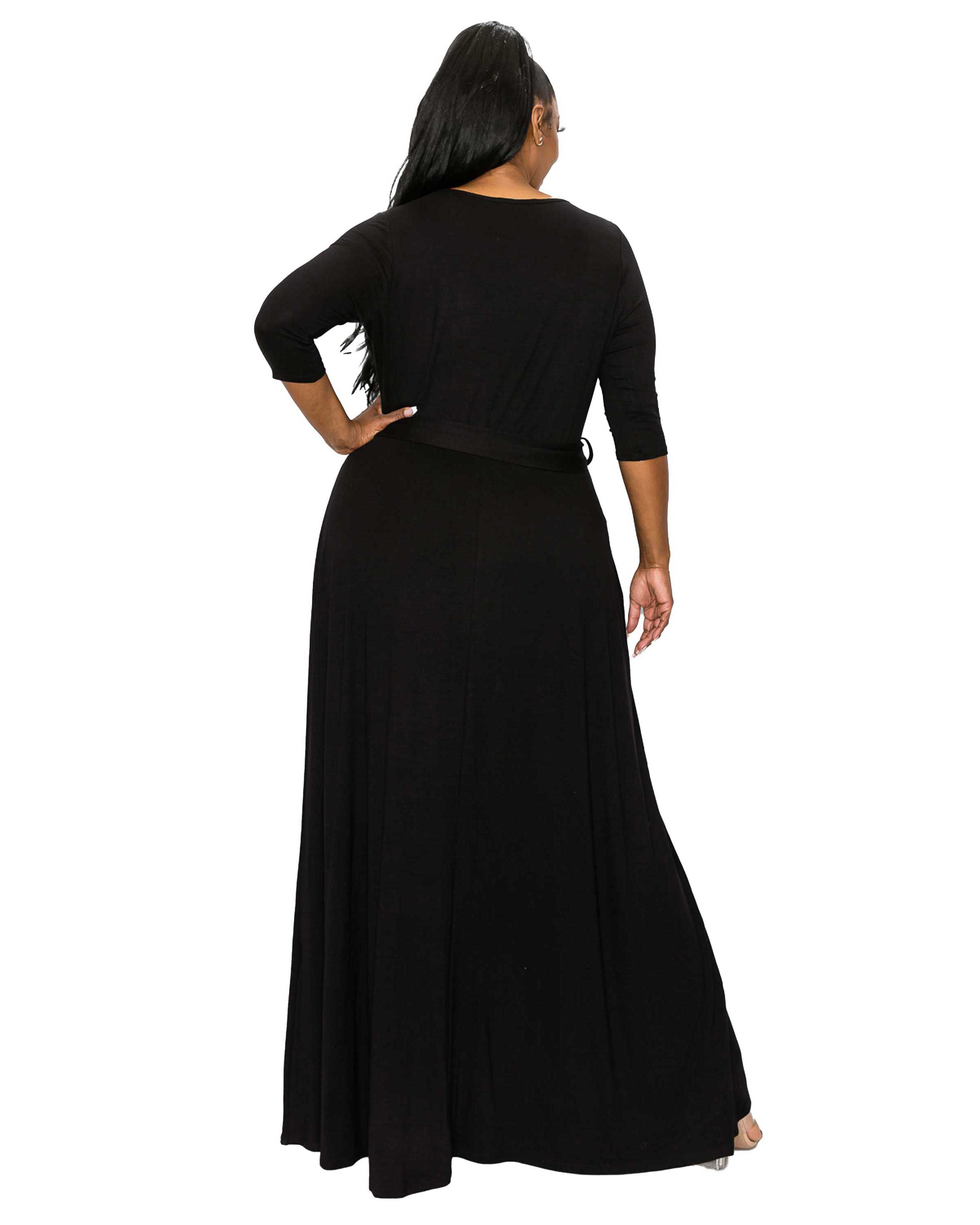 MIKA WRAP DRESS, Black / Black, alternate image number 2