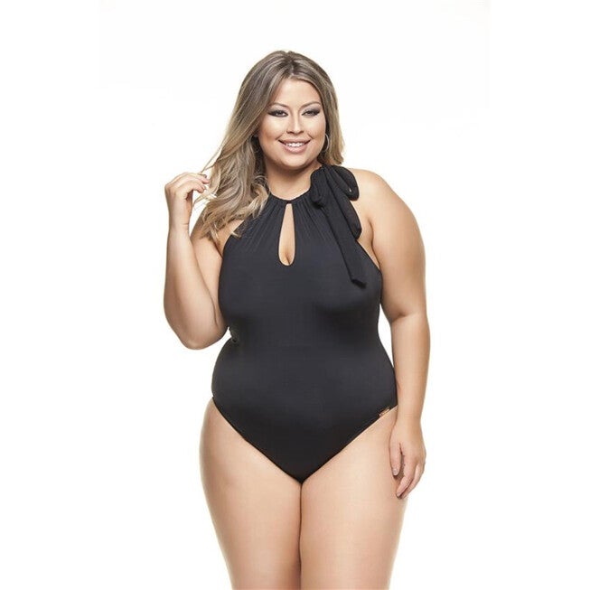 Padded Swimsuit With A Tie Detailing, Black / Black, hi-res image number null