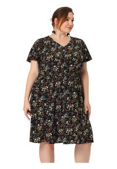 Summer V Neck Flare Sleeve Peplum Midi Ruffle Dress