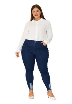 Mid Rise Stretchy Ripped Washed Skinny Jeans