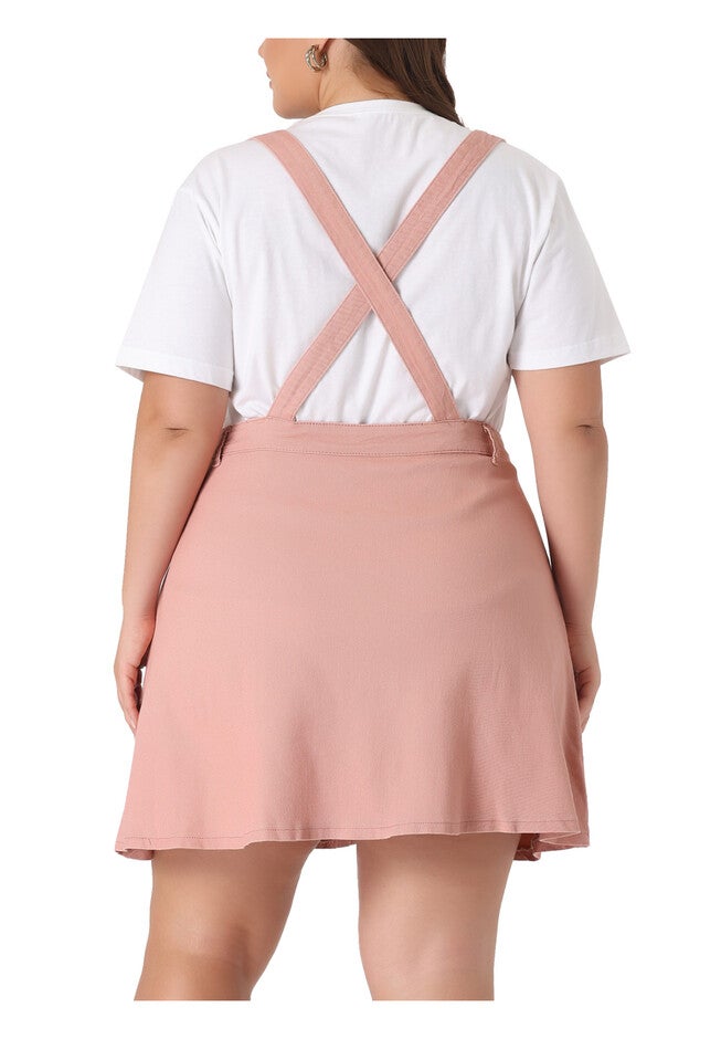 Adjustable Strap Braces Mini Denim Overall Dress Suspender Skirt, Pink / Pink, alternate image number 2