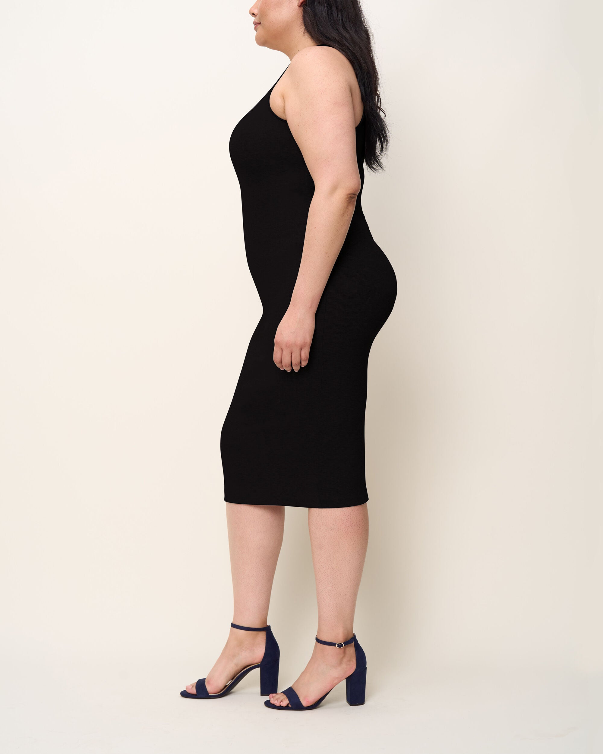 The Scoop Neck Midi Dress, Onyx / Black, alternate image number 1