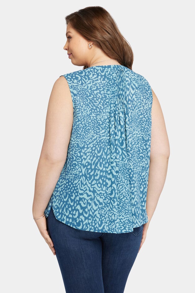 Sleeveless Pintuck Blouse, Agness / Light Blue, alternate image number null