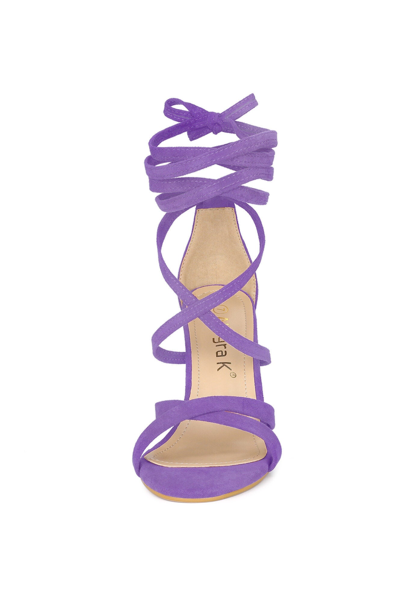 Lace Up Heels Stiletto High Heel Sandals, Purple / Purple, alternate image number 2