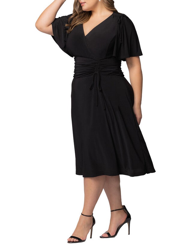 Jemma Ruched Tie Dress, BLACK NOIR / Black, alternate image number 3