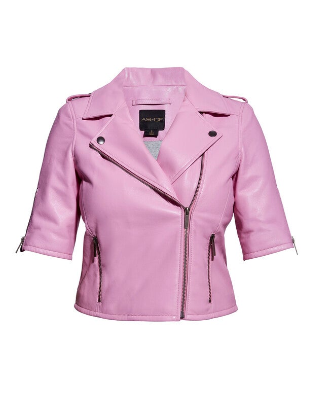 Clementine Recycled Leather Jacket, Paris Pink / Pink, hi-res image number 0