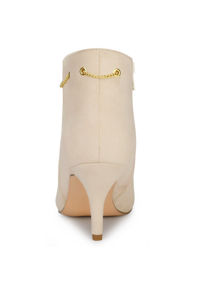 POINTED TOE ZIP STILETTO HEEL BOOTIES, Beige / Beige, alternate image number 2
