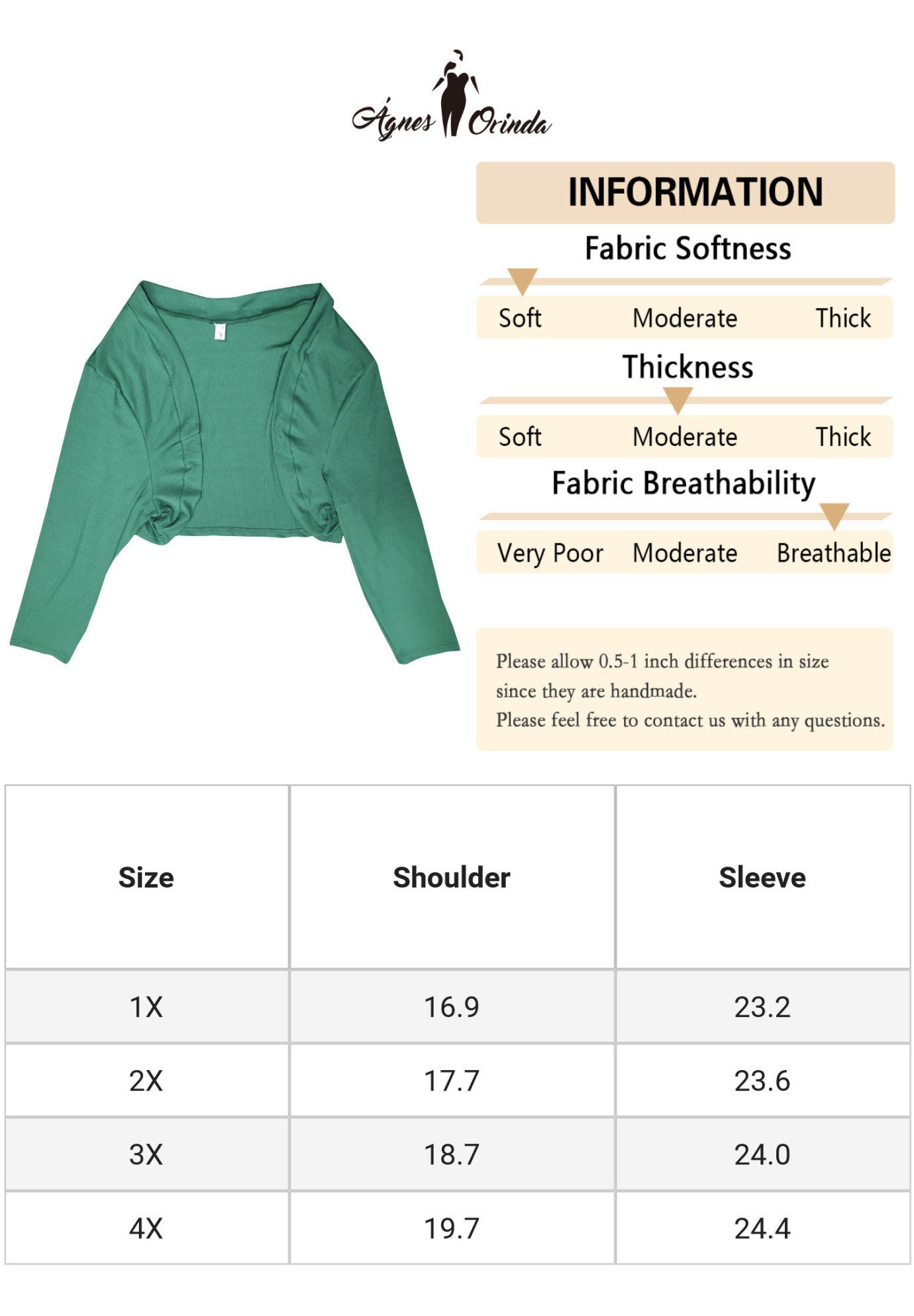 CROPPED LONG SLEEVE OPEN FRONT BOLERO SHRUG, Dark Green / Forest Green, alternate image number 4