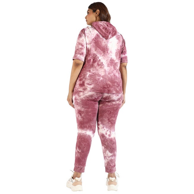 Women Peach Tye-Dye Hooded Co-Ords Set, , alternate image number 7