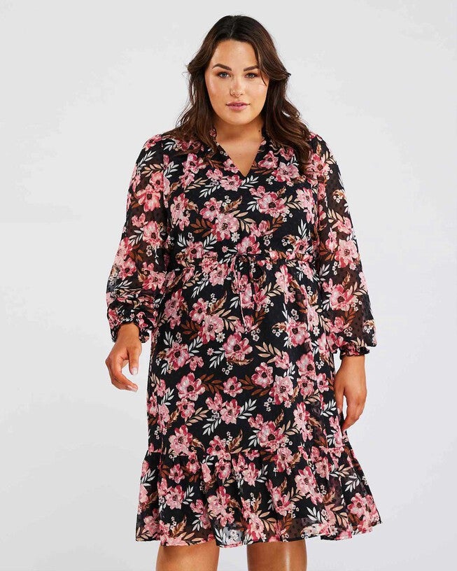 Woodland Floral Textured Mini Dress, Print / Pink, alternate image number null