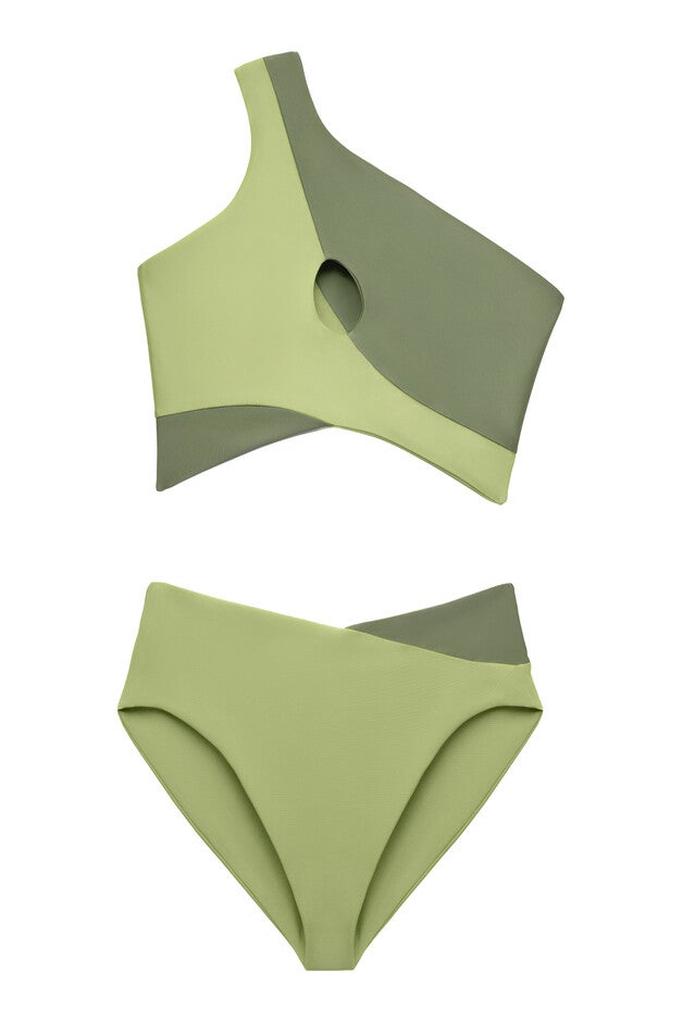 Two Tone Bikini Bottom, Green / Sage Green, alternate image number 2