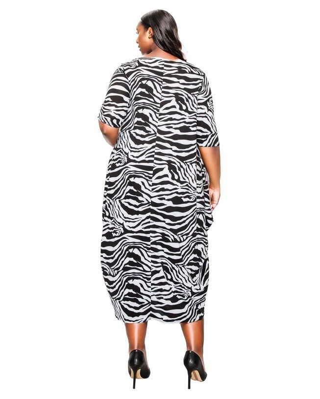 GWENYTH ZEBRA PRINT POCKET DRESS, White Black / Black, alternate image number null