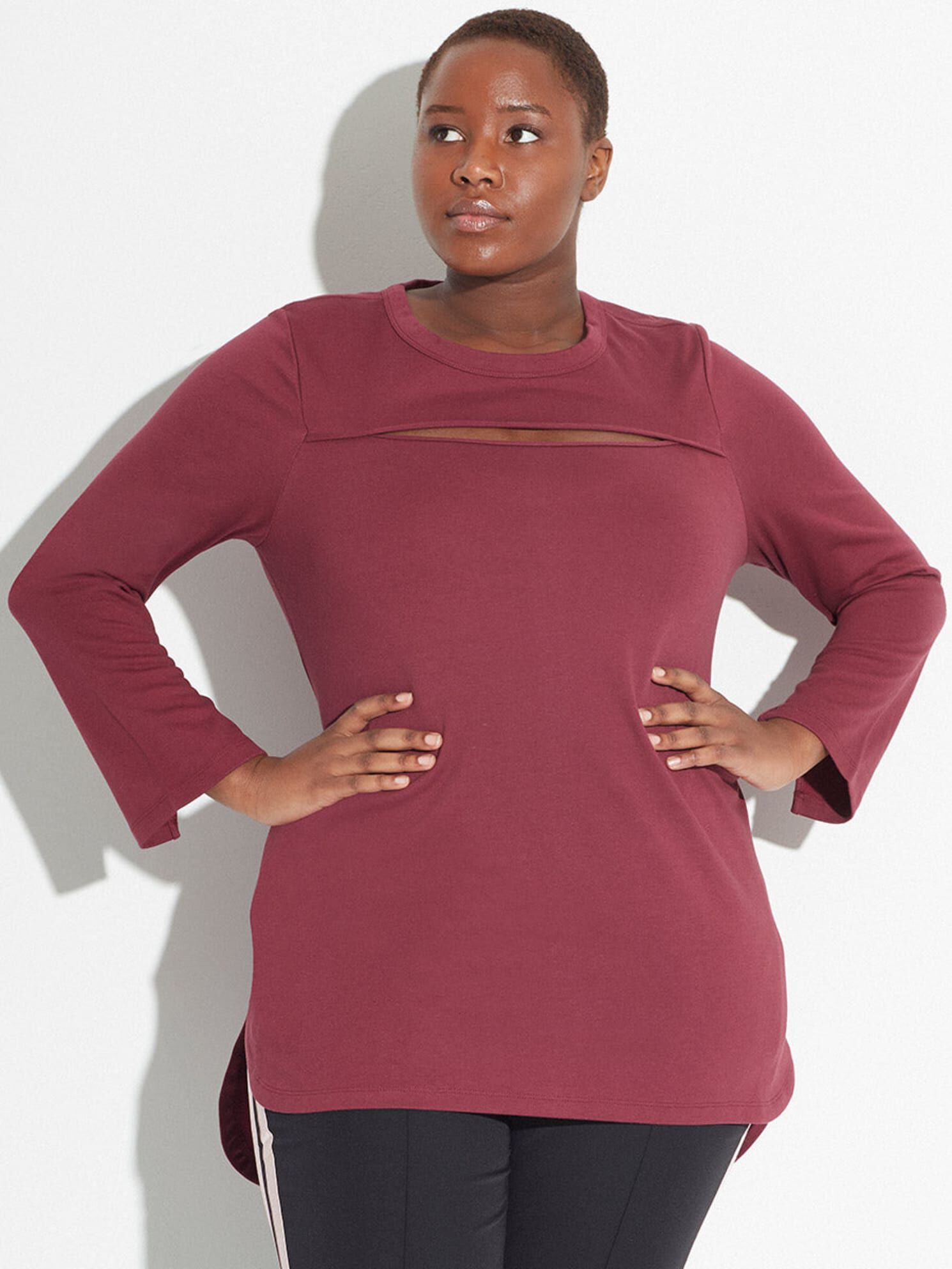 THE PEEK-A-BOO TUNIC, Burgundy / Burgundy, hi-res image number 0